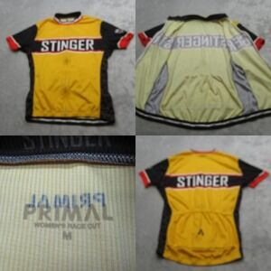Primal‎ Cycling Jersey Womens Medium Yellow Honey Stinger Full Zip Short Sleeve